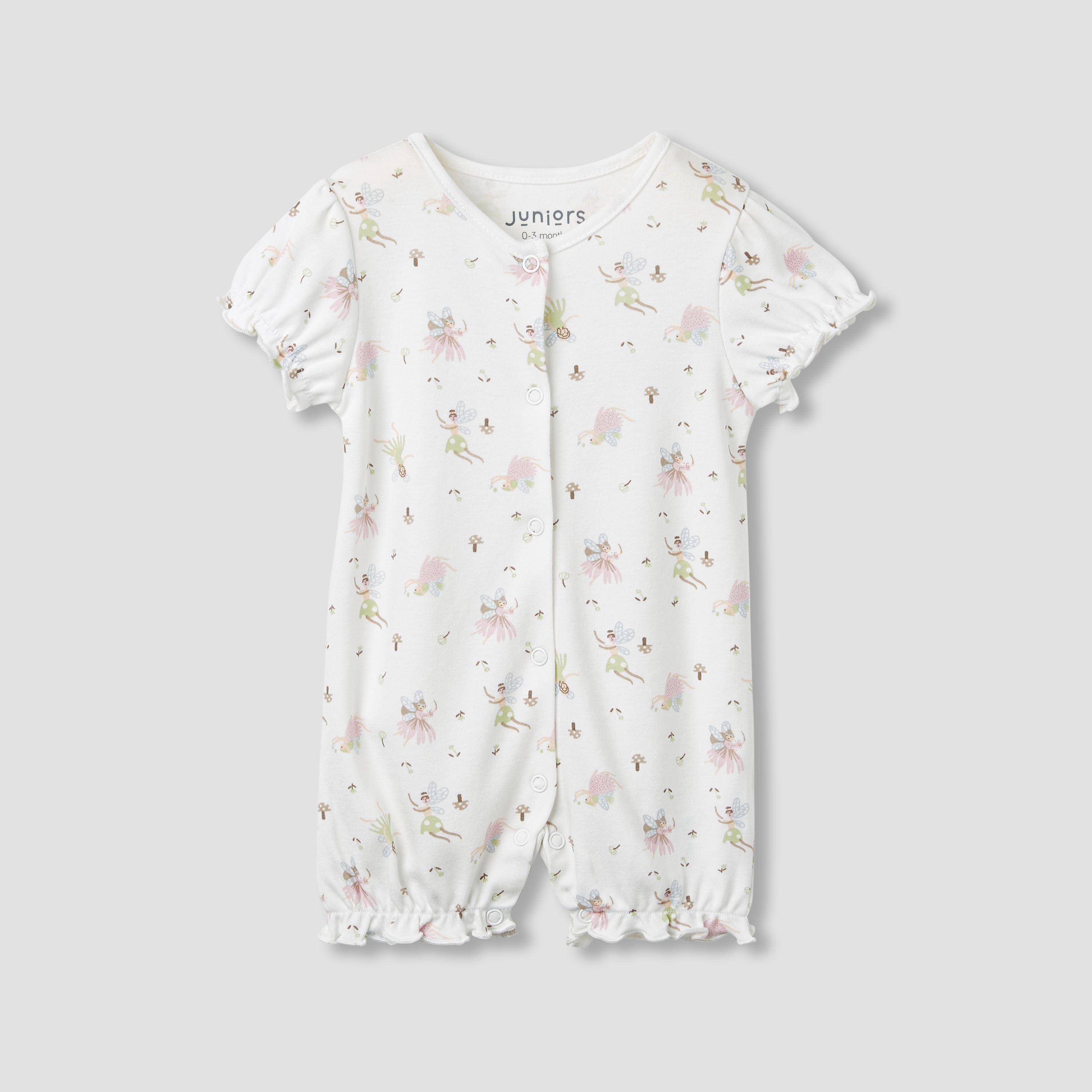Juniors Fairy Print Romper with Puff Sleeves - Set of 2