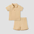 Juniors Cotton Collared Short Sleeves Shorts Set with Textured Design - Yellow / 12-18 mths