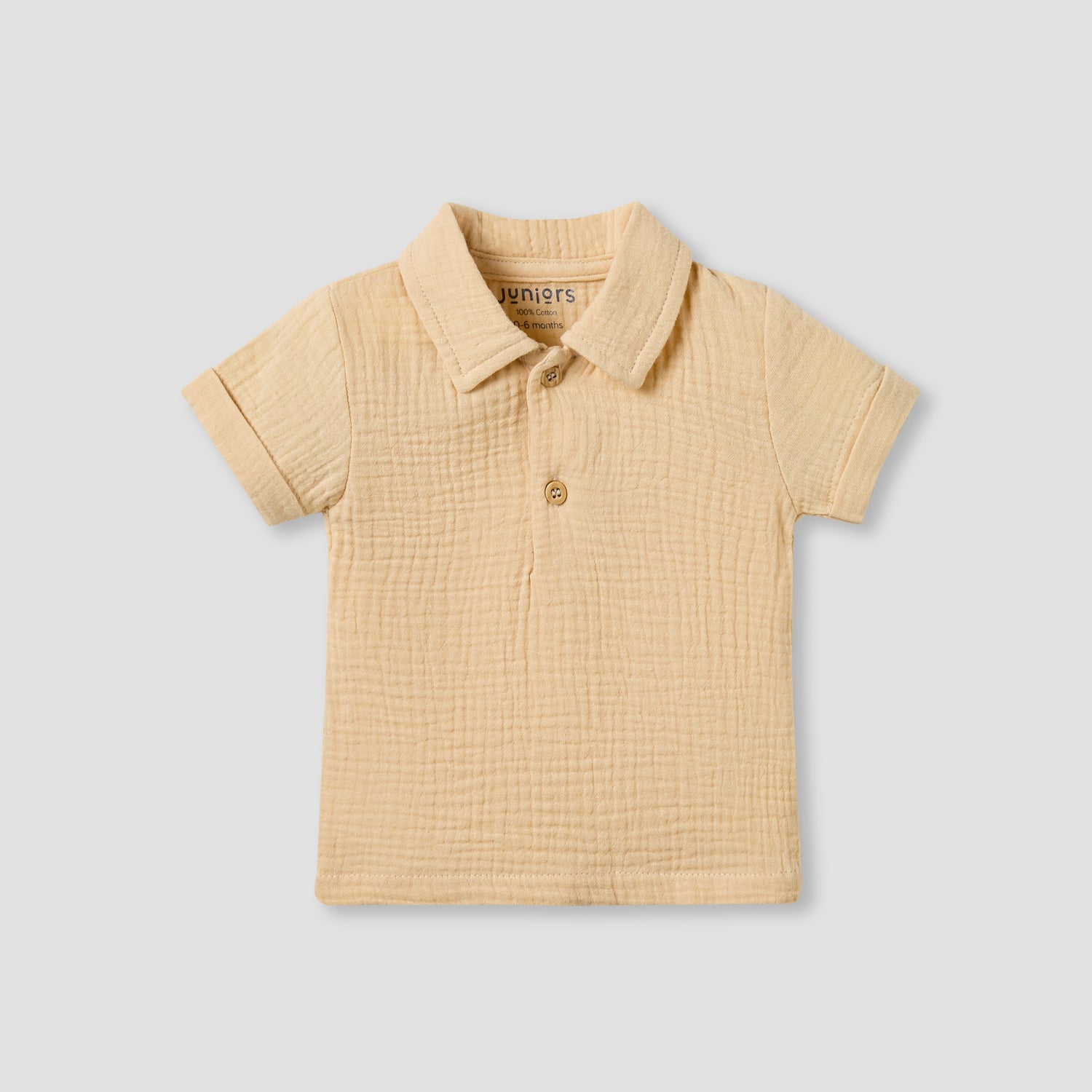 Juniors Cotton Collared Short Sleeves Shorts Set with Textured Design