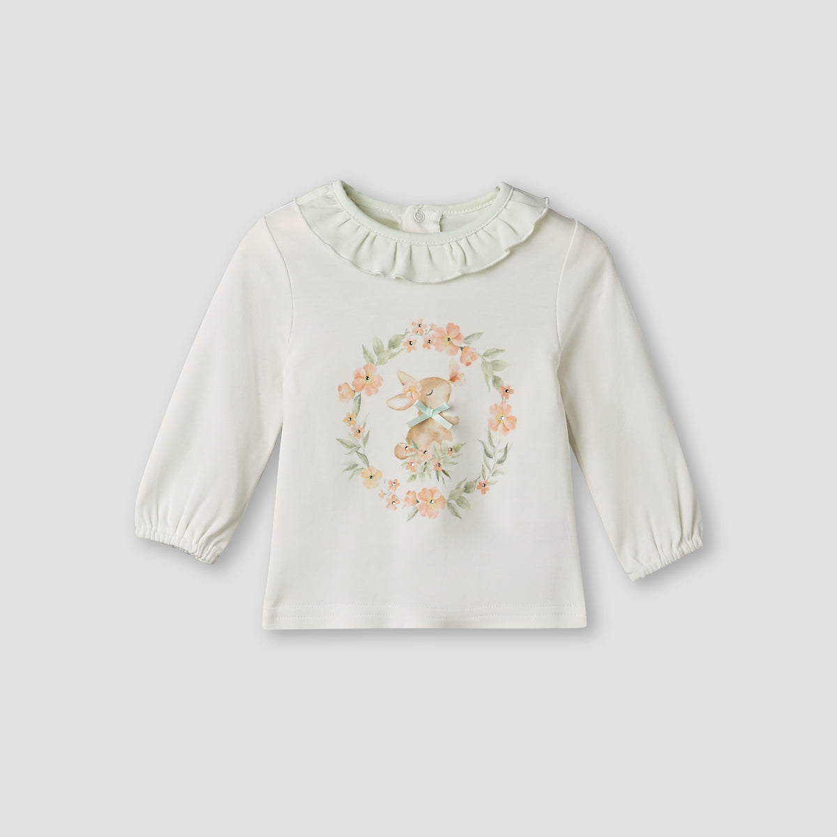 Giggles Cotton Round Neck Long Sleeves Pyjama Set with Rabbit Print