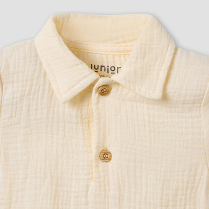 Juniors Cotton Collared Short Sleeves Shorts Set with Textured Design