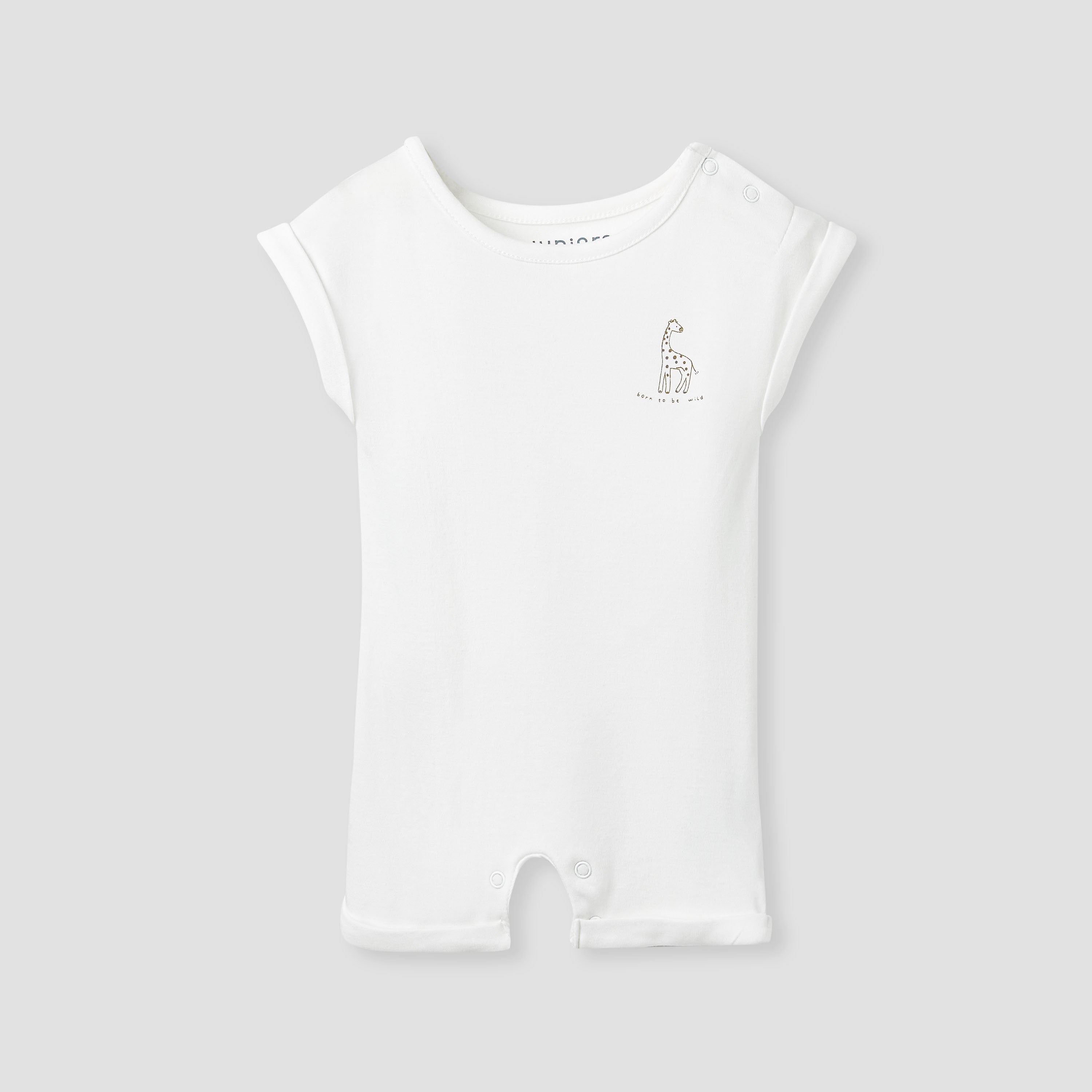 Juniors Giraffe Print Romper with Extended Sleeves - Set of 2