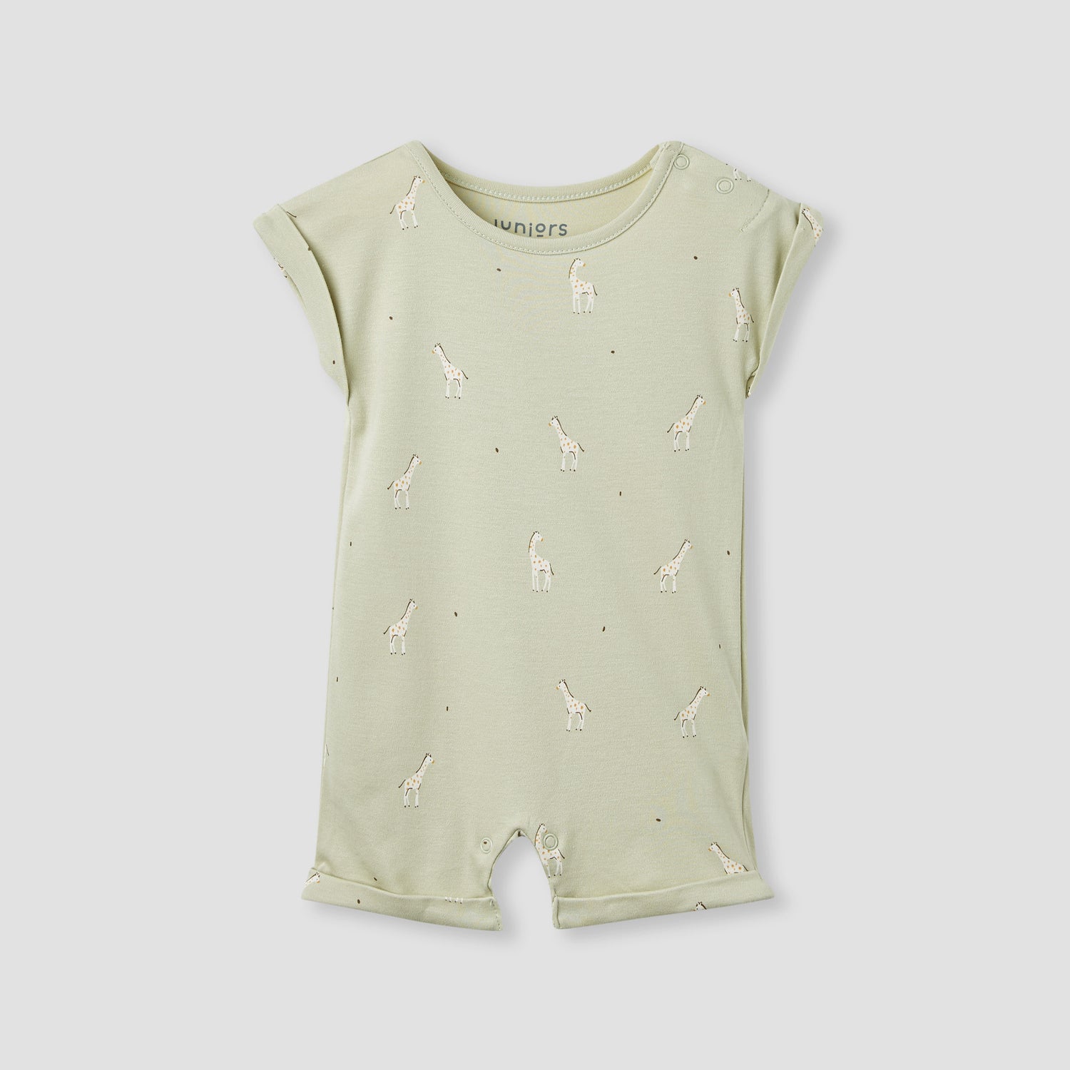 Juniors Giraffe Print Romper with Extended Sleeves - Set of 2
