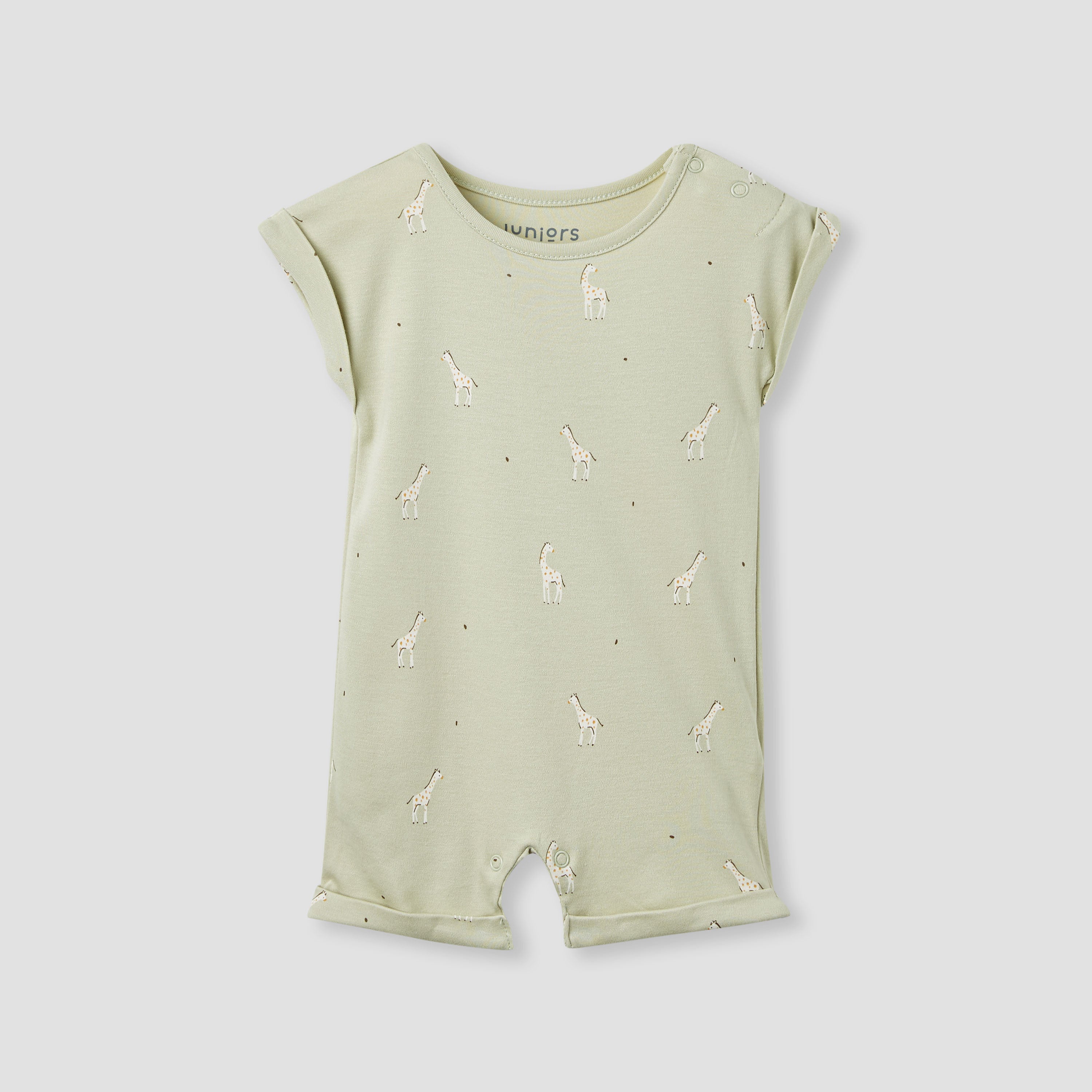 Juniors Giraffe Print Romper with Extended Sleeves - Set of 2