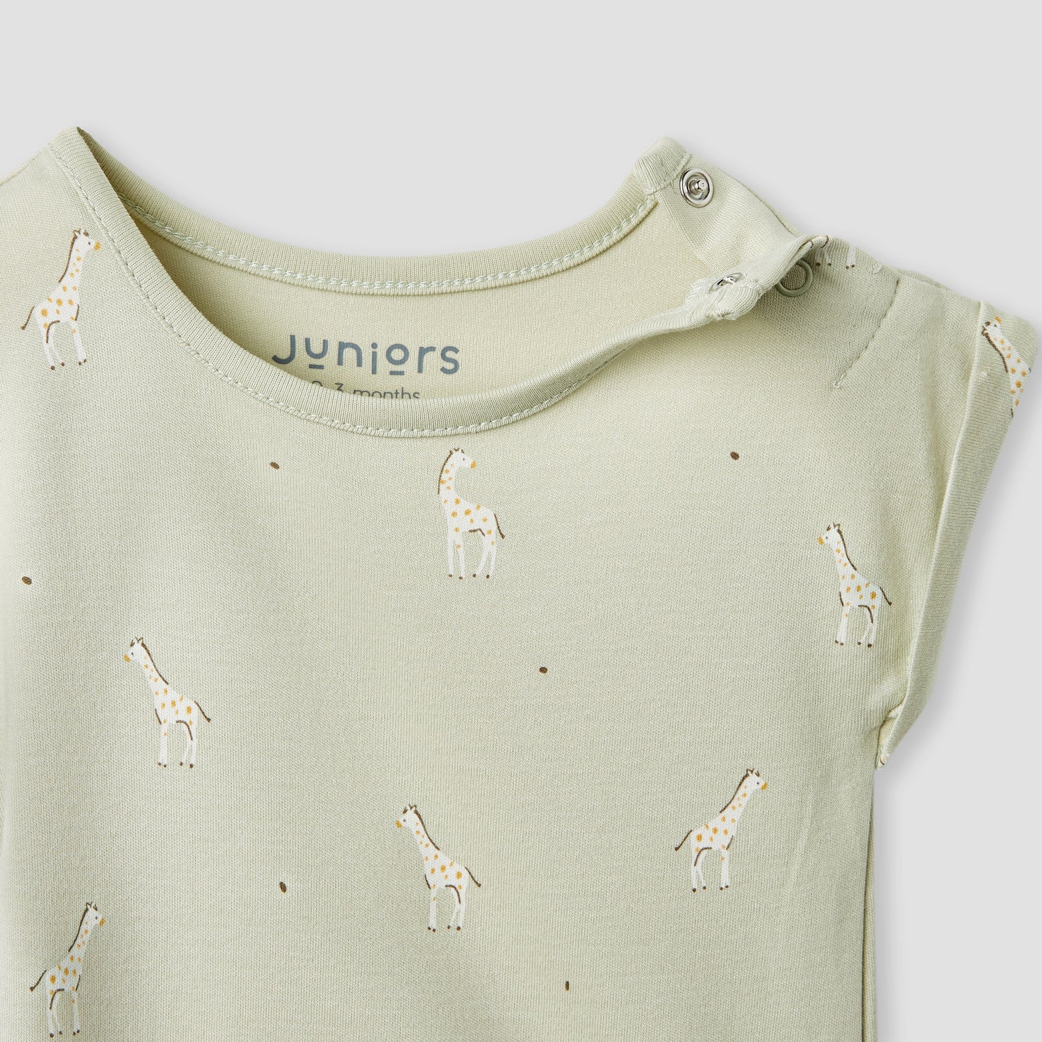 Juniors Giraffe Print Romper with Extended Sleeves - Set of 2