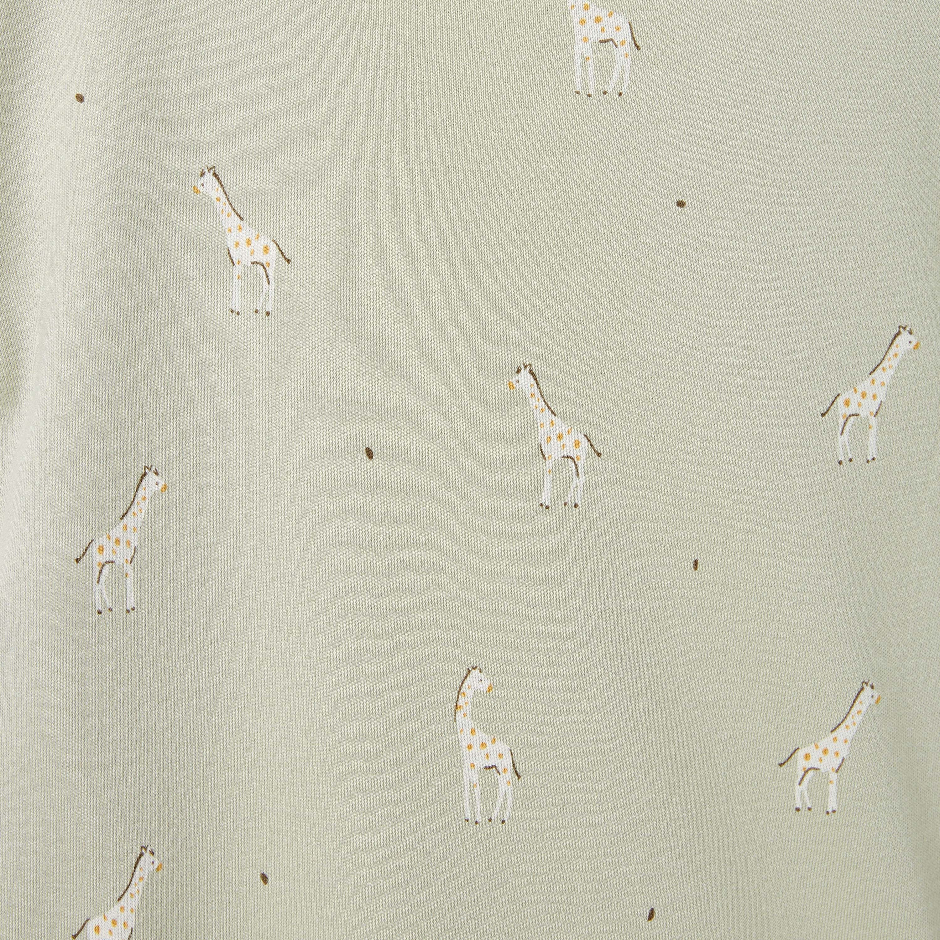 Juniors Giraffe Print Romper with Extended Sleeves - Set of 2