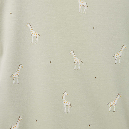 Juniors Giraffe Print Romper with Extended Sleeves - Set of 2
