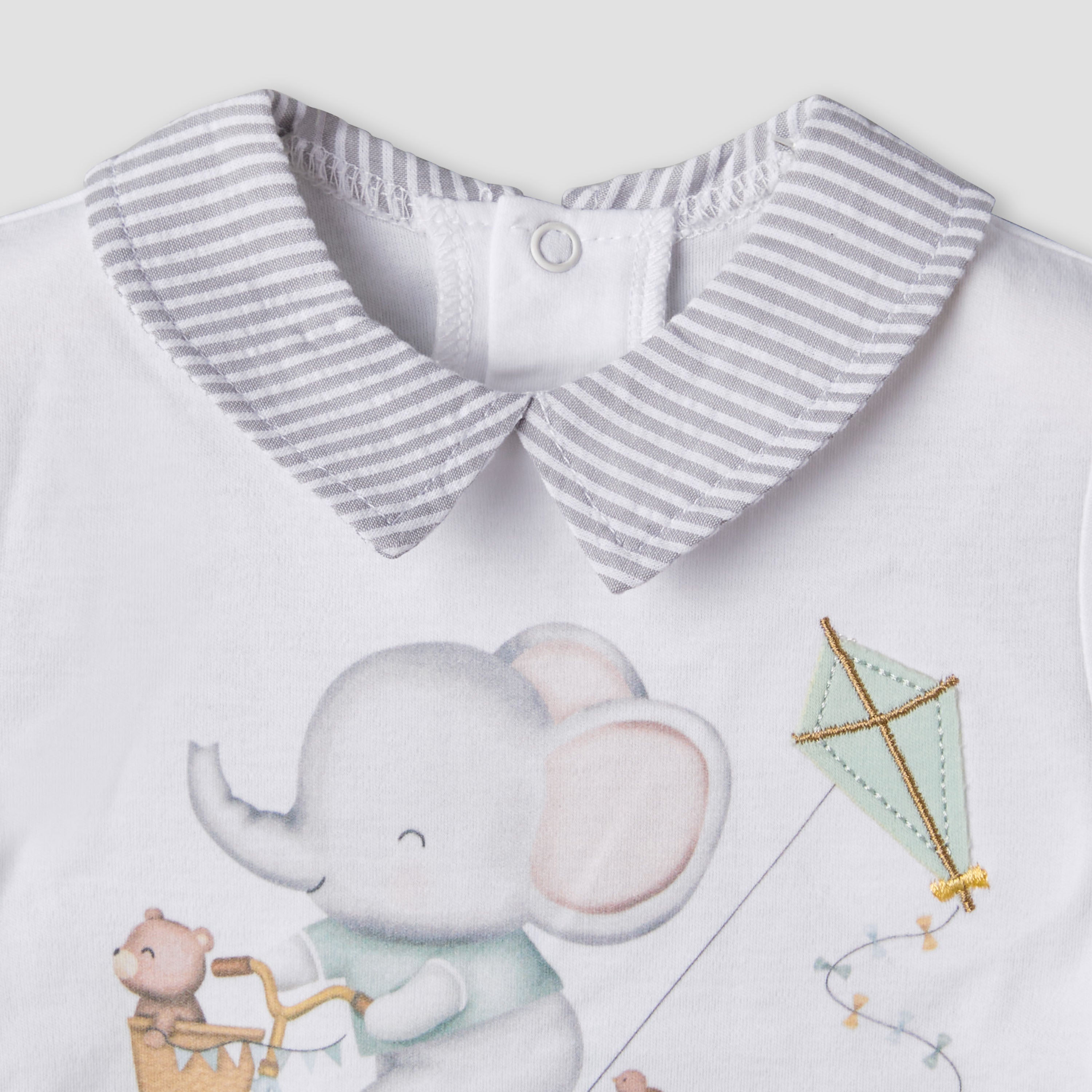 Giggles Cotton Collared Short Sleeves Pyjama Set with Elephant Print
