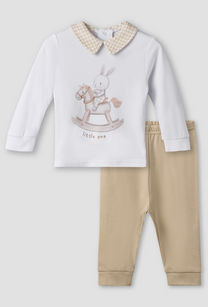 Giggles Cotton Collared Neck Long Sleeve Pyjama Set with Print-undefined-image-1