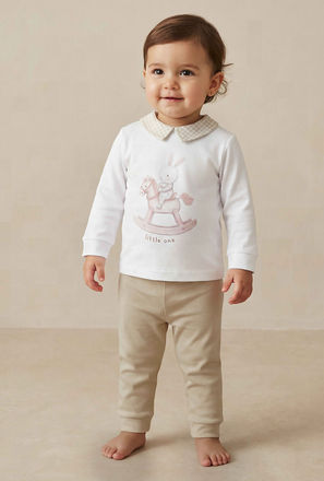 Giggles Cotton Collared Neck Long Sleeve Pyjama Set with Print