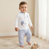 Giggles Cotton Mandarin Collar Long Sleeve Pyjama Set with Print - Blue / 12-18 mths