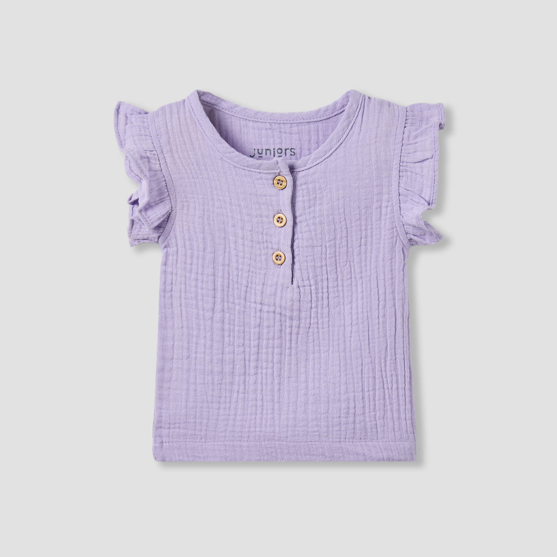 Juniors Cotton Round Neck Cap Sleeves T-shirt and Shorts Set with Ruffles
