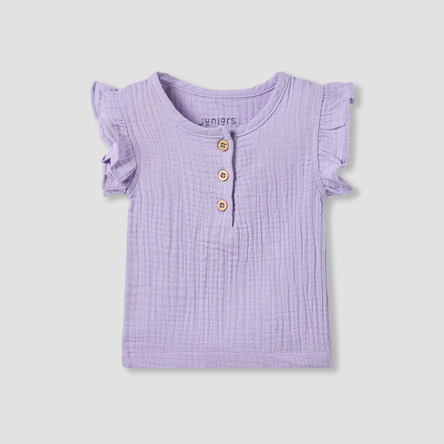 Juniors Cotton Round Neck Cap Sleeves T-shirt and Shorts Set with Ruffles