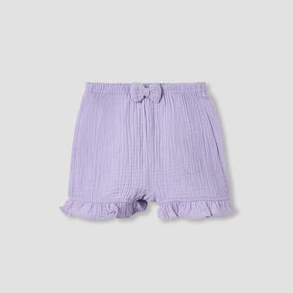 Juniors Cotton Round Neck Cap Sleeves T-shirt and Shorts Set with Ruffles