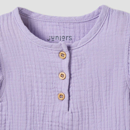 Juniors Cotton Round Neck Cap Sleeves T-shirt and Shorts Set with Ruffles