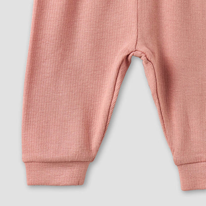 Giggles Henley Neck Long Sleeves Pyjama Set with Lace Trim