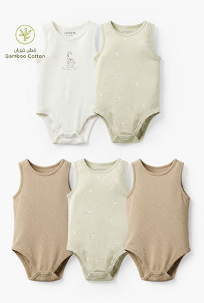Juniors Printed Sleeveless Bodysuit - Set of 5