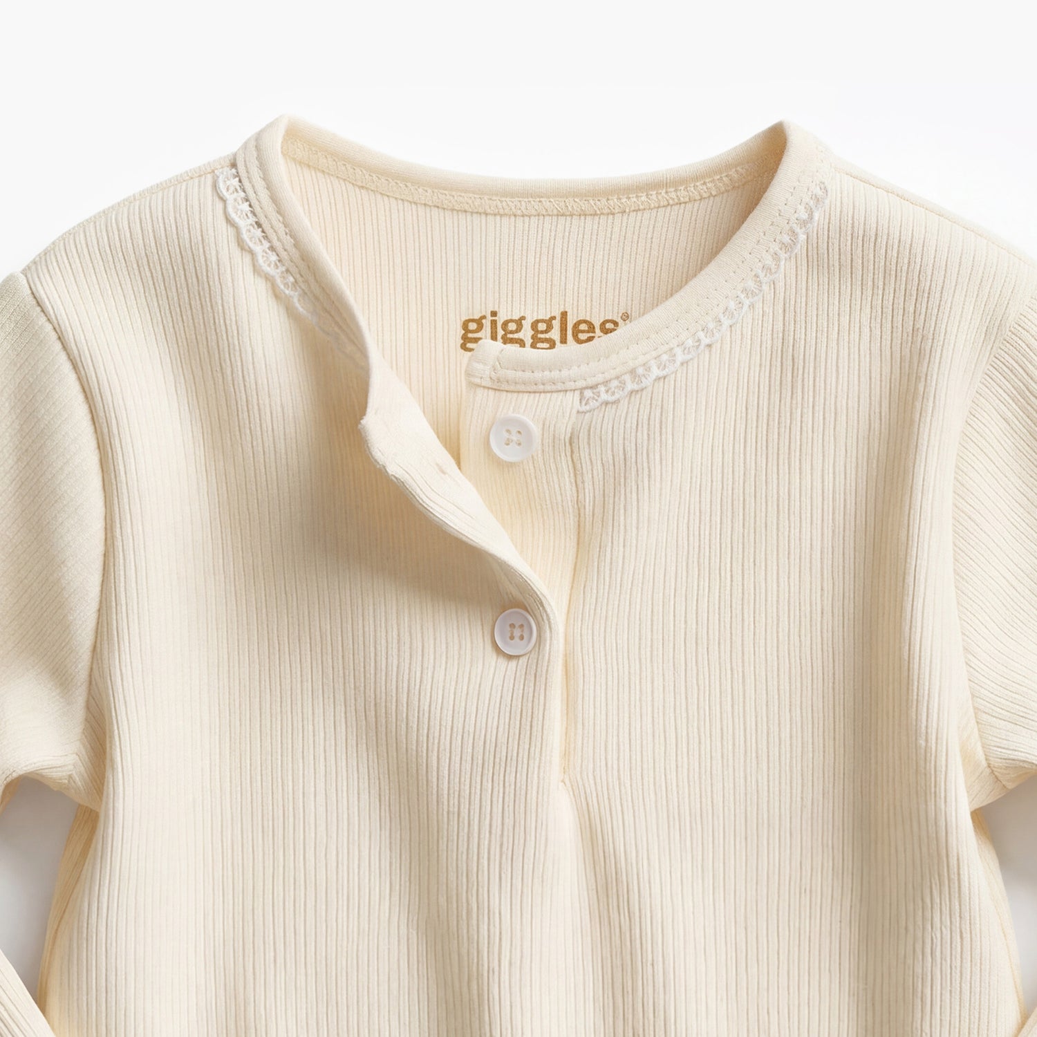 Giggles Henley Neck Long Sleeves Pyjama Set with Ribbed Texture