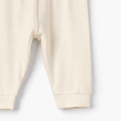 Giggles Henley Neck Long Sleeves Pyjama Set with Ribbed Texture