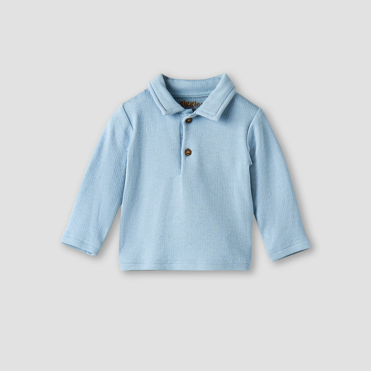 Giggles Collared Long Sleeves Pyjama Set with Ribbed Texture
