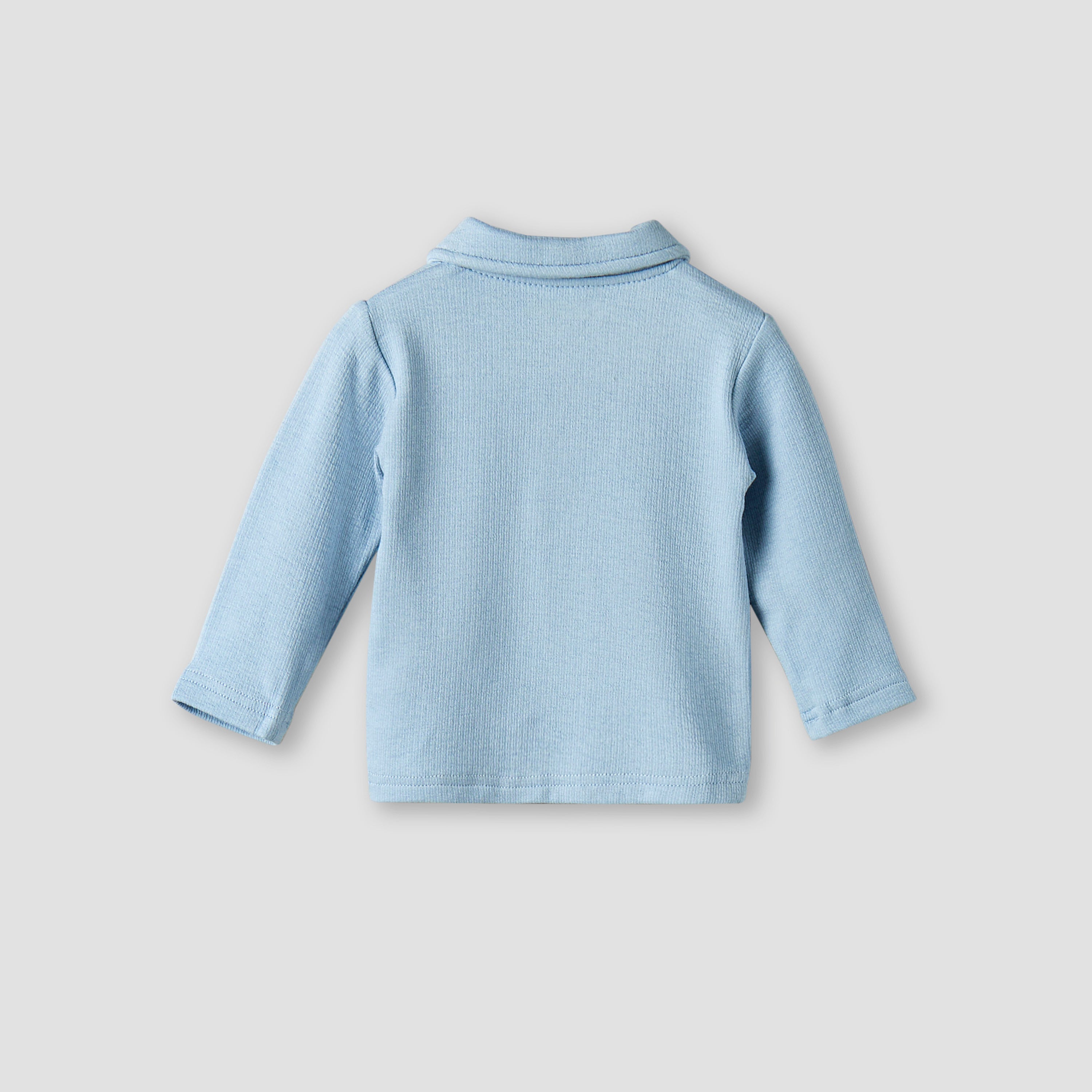 Giggles Collared Long Sleeves Pyjama Set with Ribbed Texture