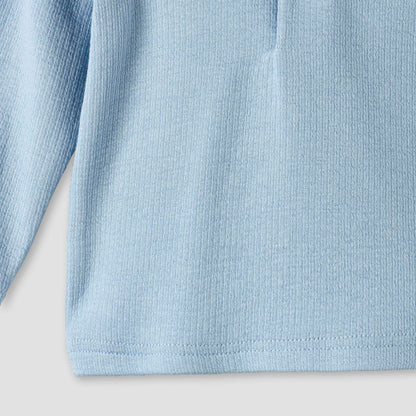 Giggles Collared Long Sleeves Pyjama Set with Ribbed Texture