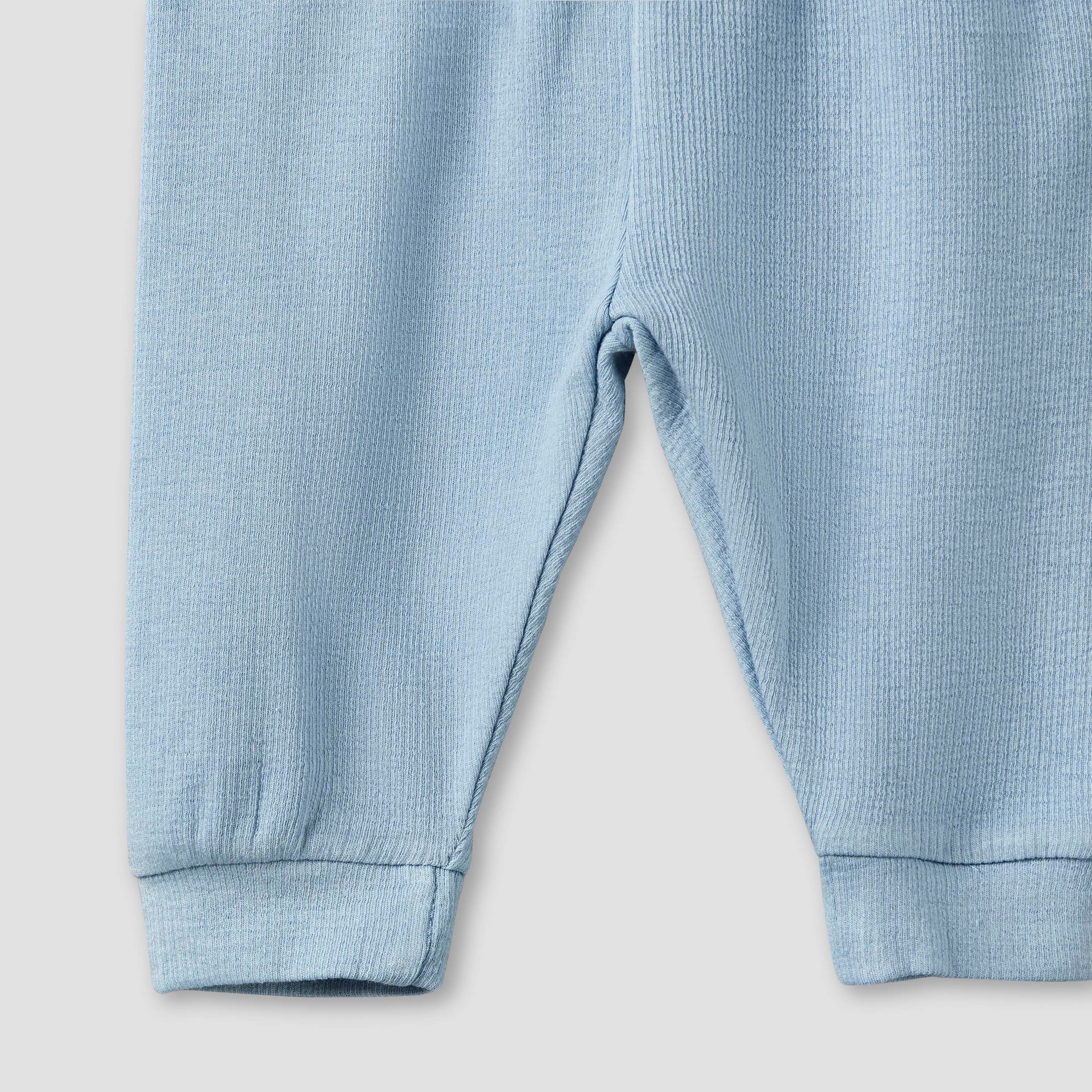 Giggles Collared Long Sleeves Pyjama Set with Ribbed Texture