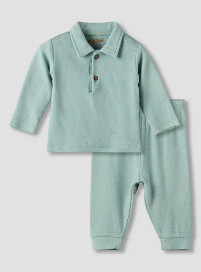 Giggles Collared Long Sleeves Pyjama Set with Ribbed Texture-baby-boys-clothing-nightwear-pyjamasets-image-2