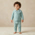 Giggles Collared Long Sleeves Pyjama Set with Ribbed Texture - Green / 18-24 mths