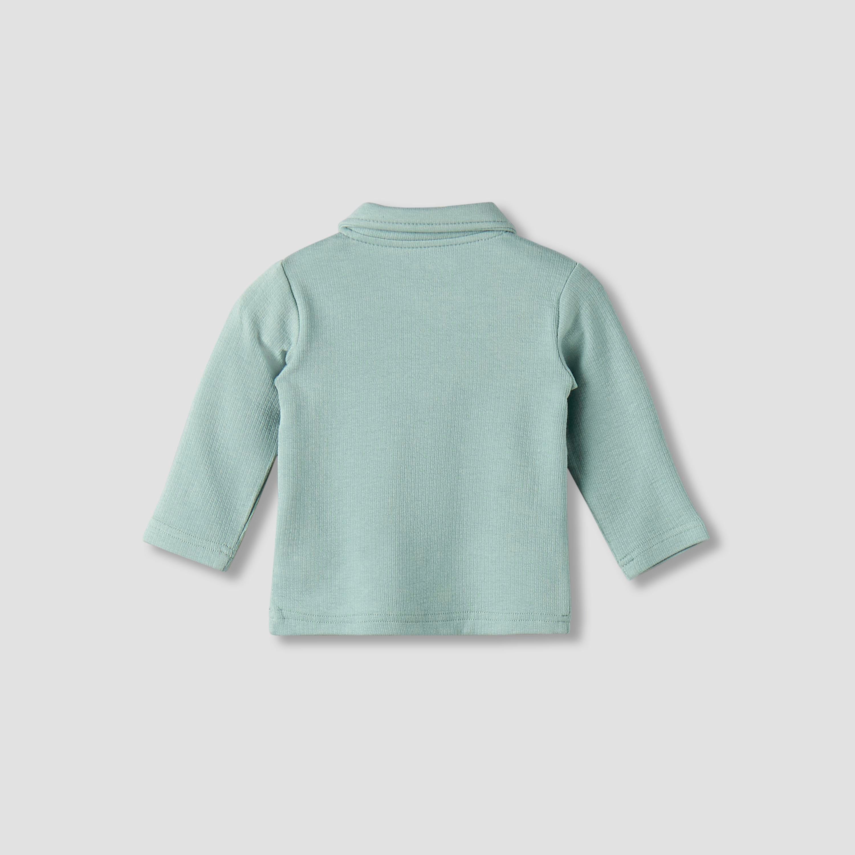Giggles Collared Long Sleeves Pyjama Set with Ribbed Texture