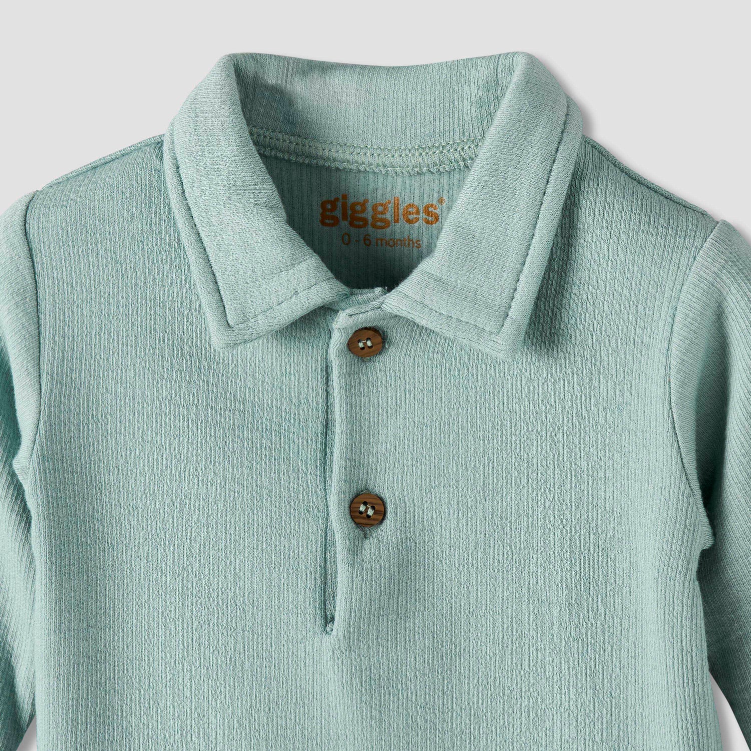 Giggles Collared Long Sleeves Pyjama Set with Ribbed Texture