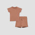 Juniors Crew Neck Short Sleeves T-shirt and Shorts Set with Elasticated Drawstring Closure - Brown / 12-18 mths
