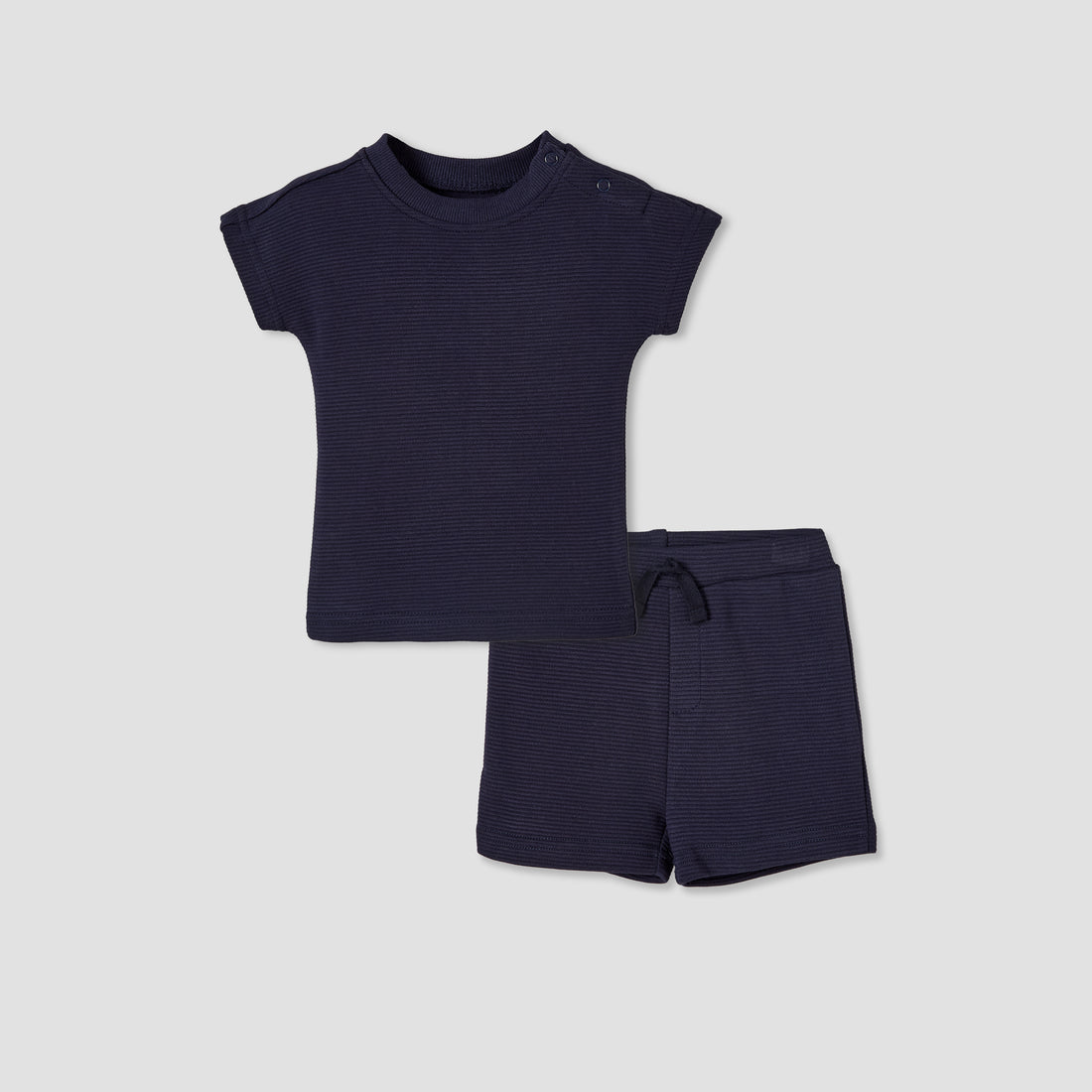 Juniors Crew Neck Short Sleeves T-shirt and Shorts Set with Elasticated Drawstring Closure - Blue / 18-24 mths