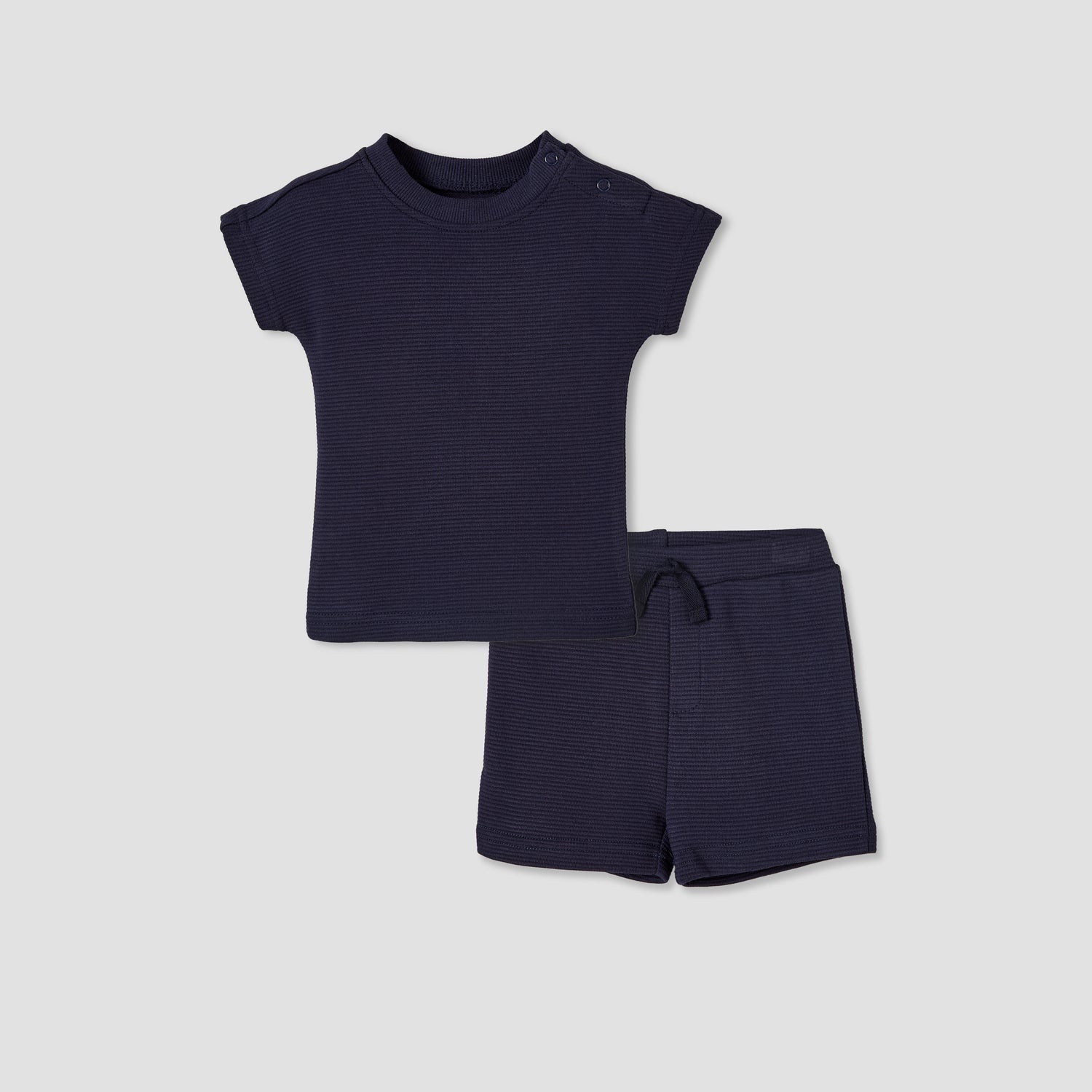 Juniors Crew Neck Short Sleeves T-shirt and Shorts Set with Elasticated Drawstring Closure - Blue / 18-24 mths