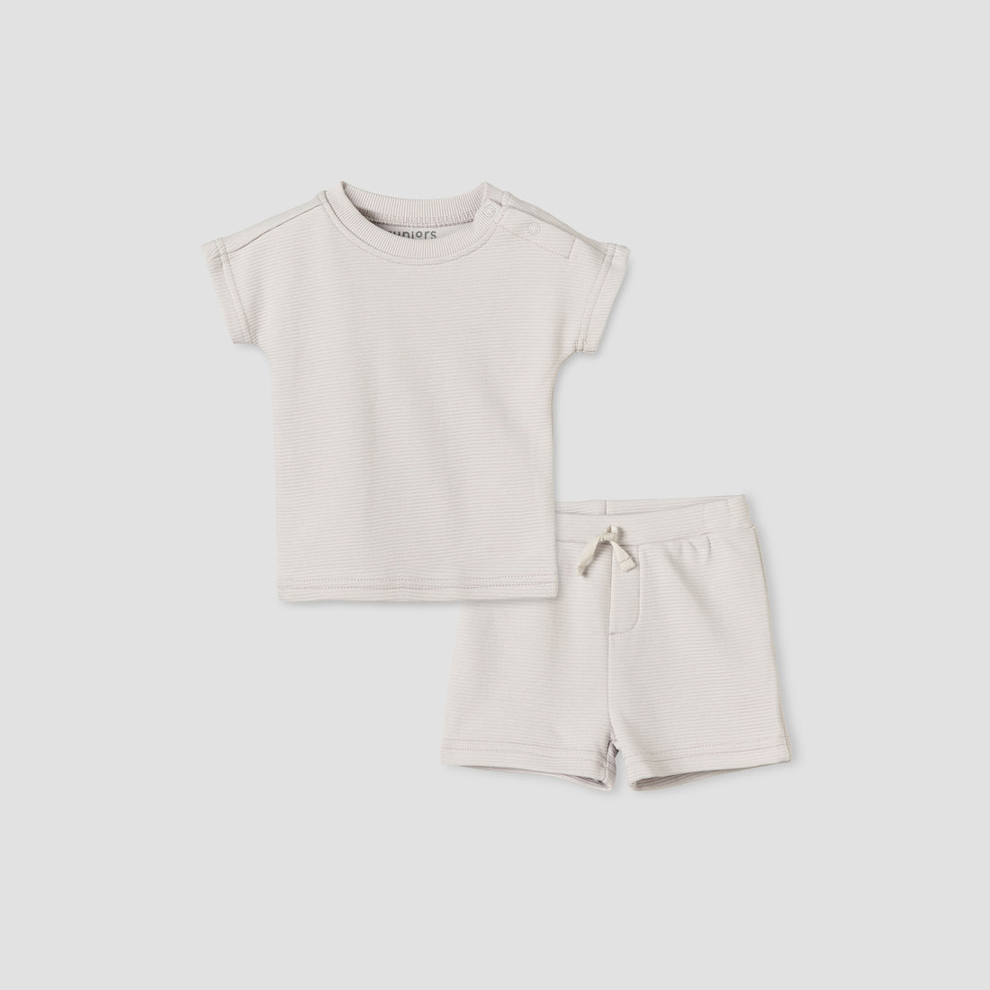 Juniors Crew Neck Short Sleeves T-shirt and Shorts Set with Elasticated Drawstring Closure - Grey / 18-24 mths