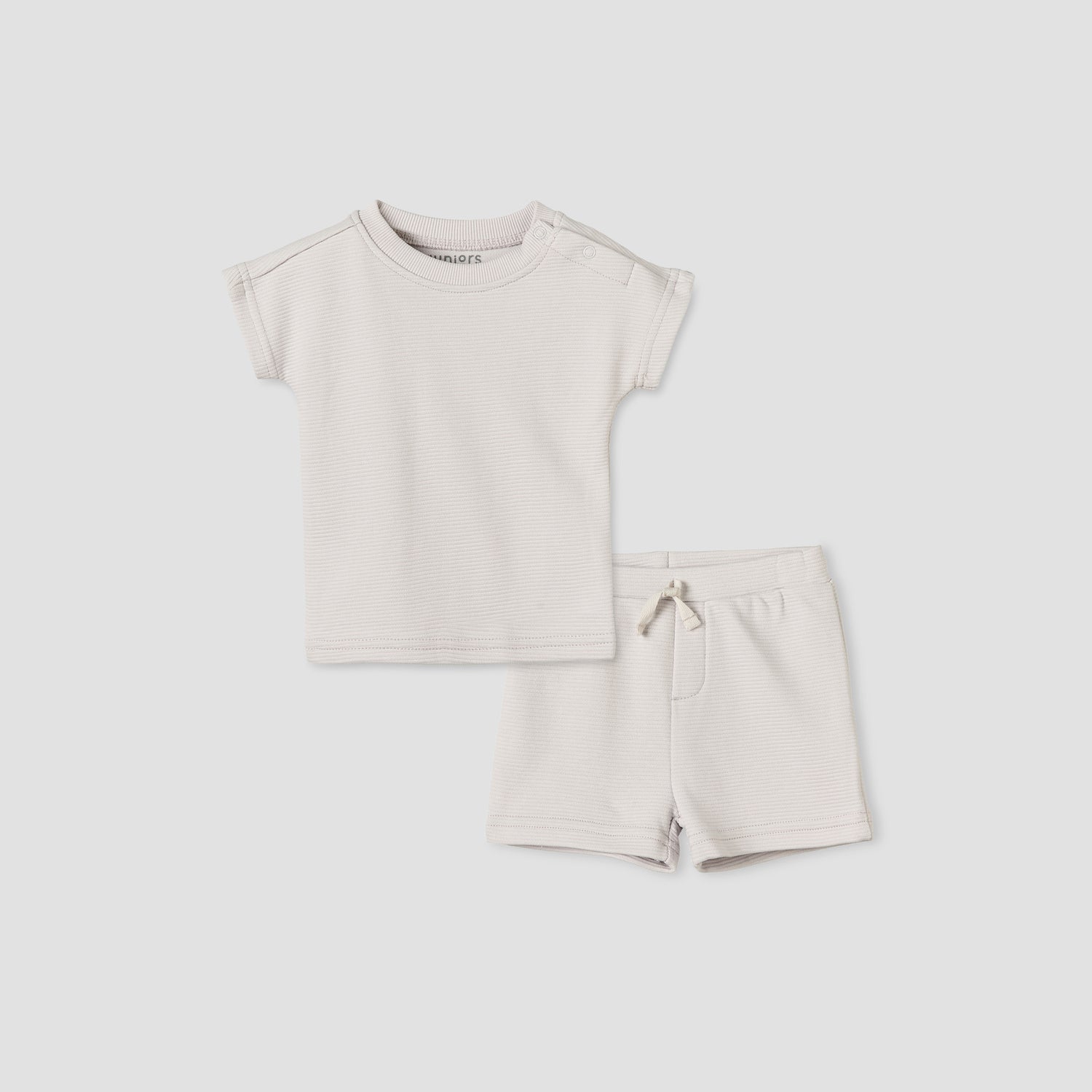 Juniors Crew Neck Short Sleeves T-shirt and Shorts Set with Elasticated Drawstring Closure - Grey / 18-24 mths