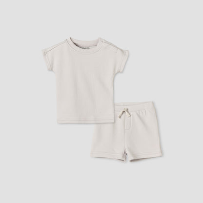 Juniors Crew Neck Short Sleeves T-shirt and Shorts Set with Elasticated Drawstring Closure - Grey / 18-24 mths