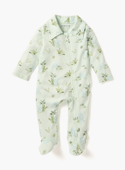 Juniors All-Over Print Sleepsuit with Collar and Long Sleeves-baby-boys-clothing-nightwear-sleepsuits-image-1