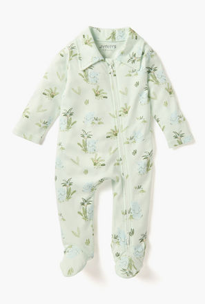 Juniors All-Over Print Sleepsuit with Collar and Long Sleeves