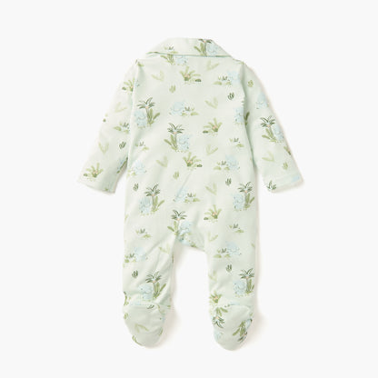 Juniors All-Over Print Sleepsuit with Collar and Long Sleeves