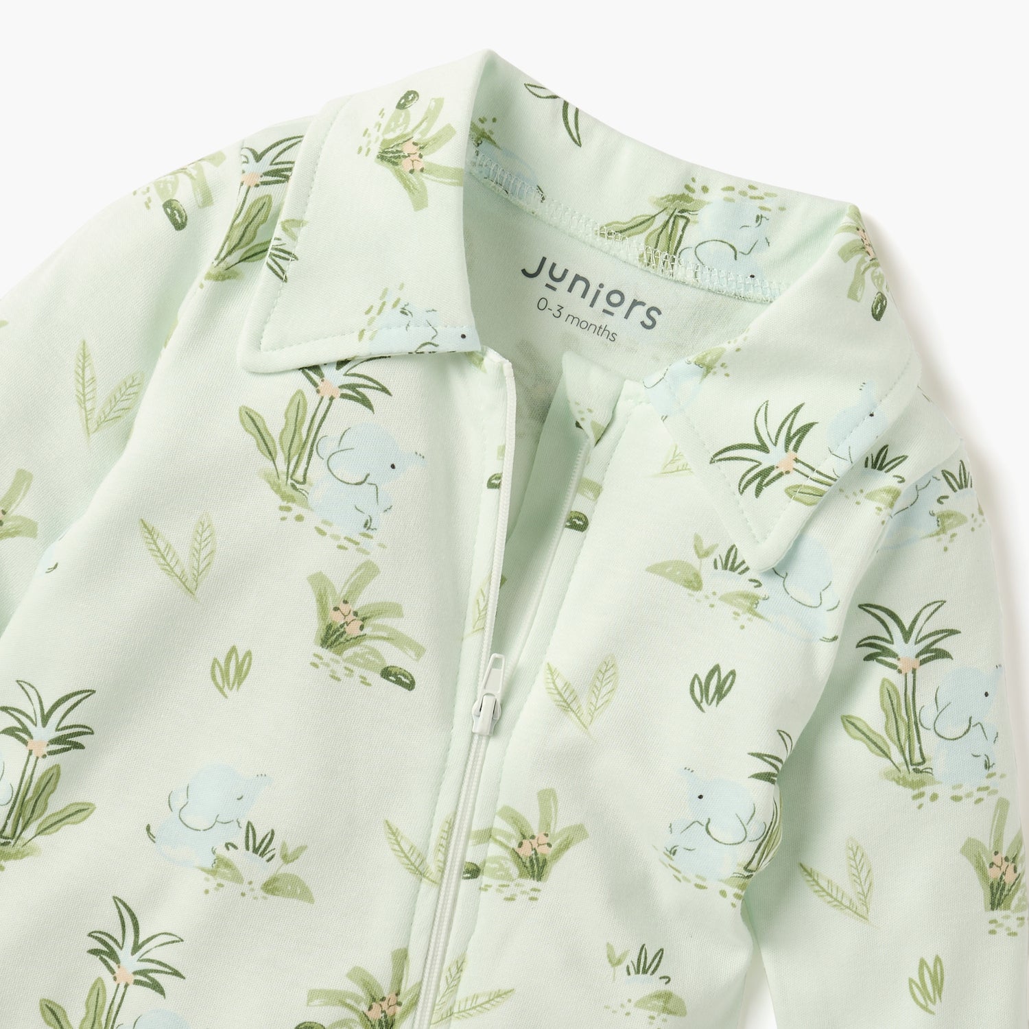 Juniors All-Over Print Sleepsuit with Collar and Long Sleeves