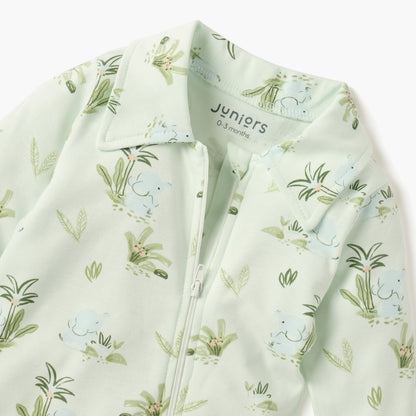 Juniors All-Over Print Sleepsuit with Collar and Long Sleeves