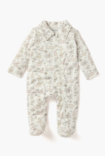 Juniors Dinosaur Print Sleepsuit with Collar and Zip Closure