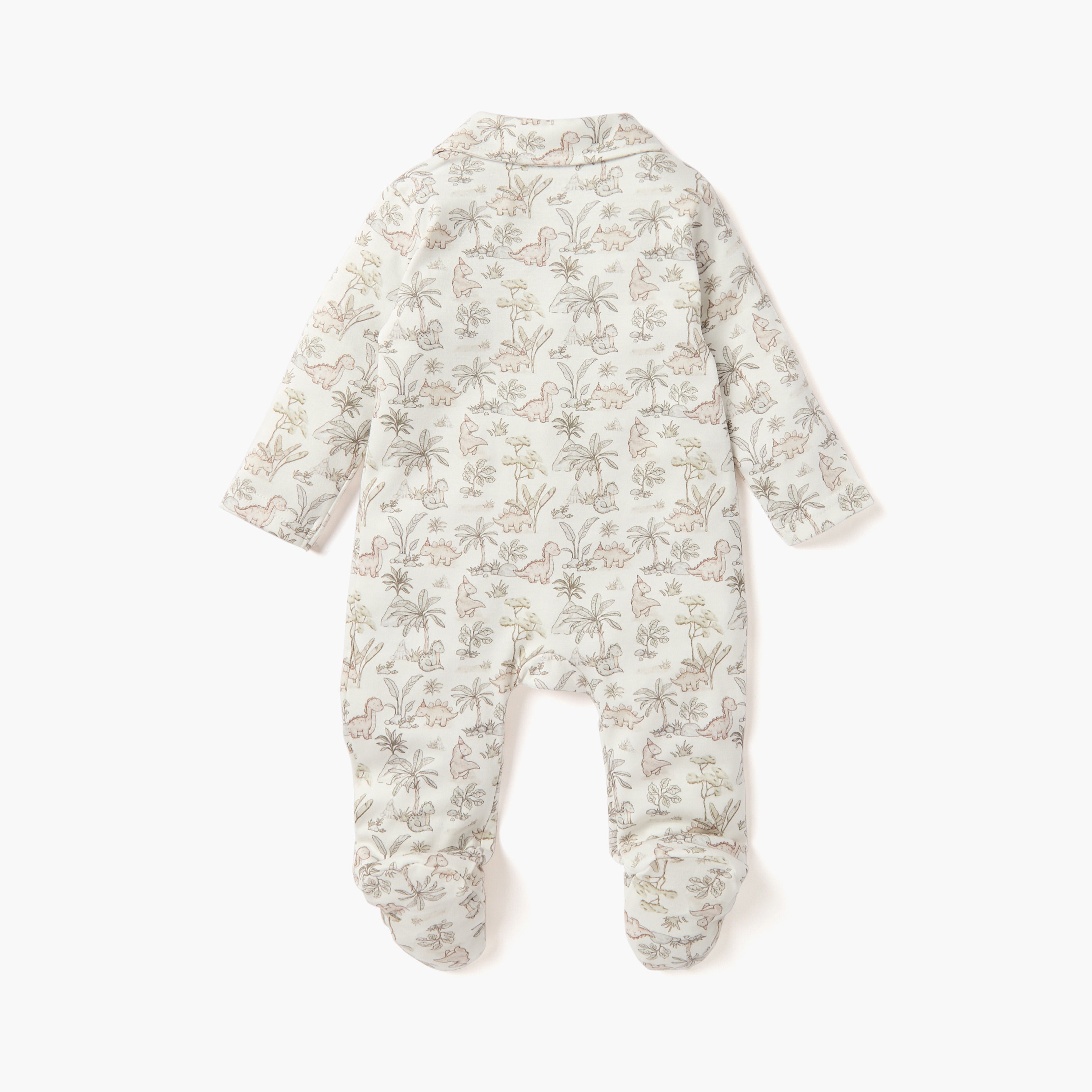 Juniors Dinosaur Print Sleepsuit with Collar and Zip Closure