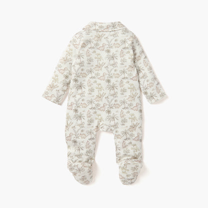 Juniors Dinosaur Print Sleepsuit with Collar and Zip Closure