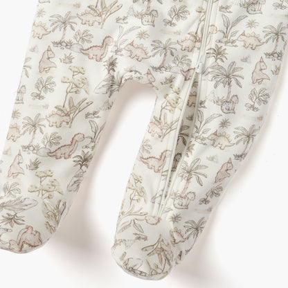 Juniors Dinosaur Print Sleepsuit with Collar and Zip Closure