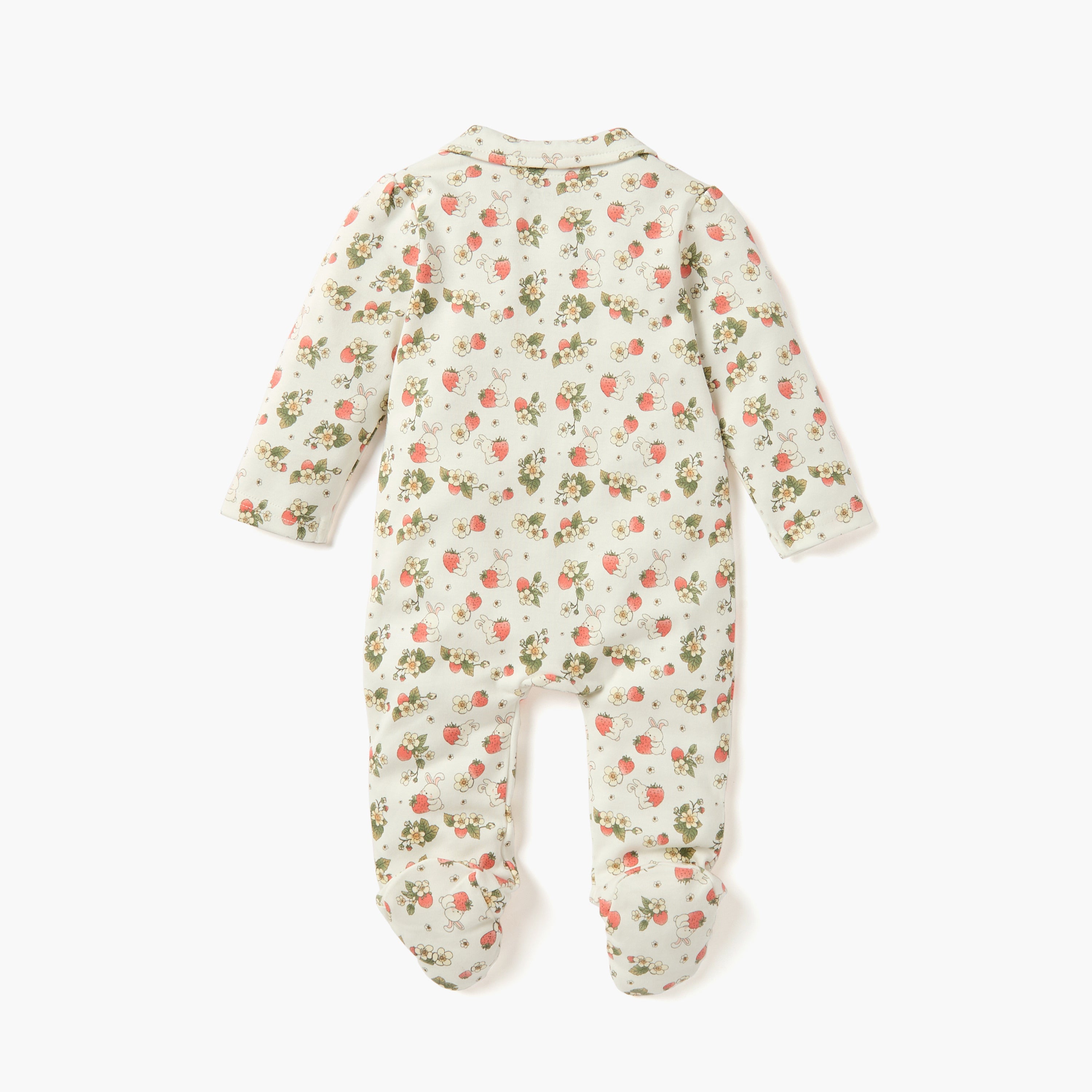Juniors Bunny Print Sleepsuit with Collar and Zip Closure