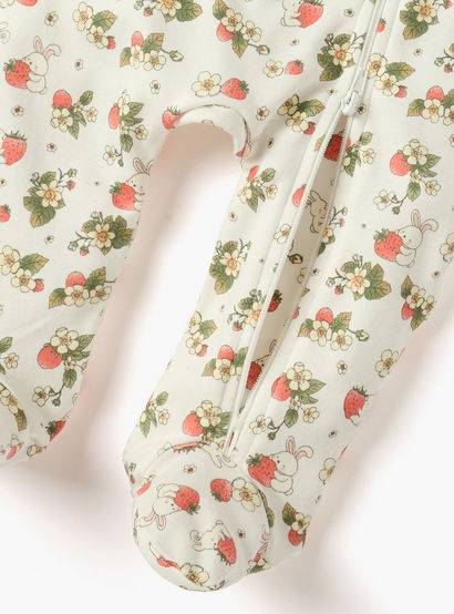 Juniors Bunny Print Sleepsuit with Collar and Zip Closure-baby-girls-clothing-nightwear-sleepsuits-image-4
