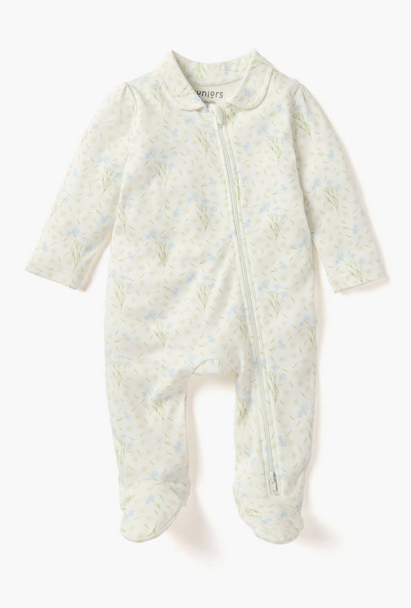 Juniors Printed Sleepsuit with Collar and Zip Closure