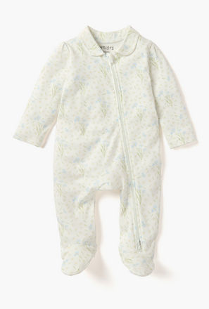 Juniors Printed Sleepsuit with Collar and Zip Closure